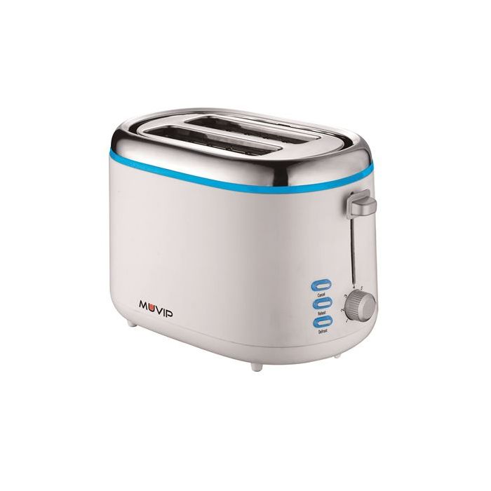 Muvip Design Tostadora de Pan 850W - Capacidad para 2 Rebanadas - 7 Niveles de Tostado - Funcion Calentar, Descongelacion y Recalentar - Parada Automatica y Manual