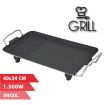 Muvip Plancha de Asar Electrica 1500W - 2 Zonas Lisa y Grill - Placa Antiadherente - Asas Tacto Frio - Termostato Extraible - Superficie 40x24cm