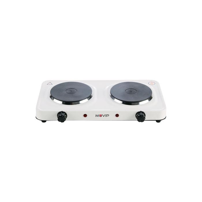 Muvip Cocina Electrica de 2 Placas 2000W - 5 Niveles de Potencia - Termostato con Sistema de Seguridad