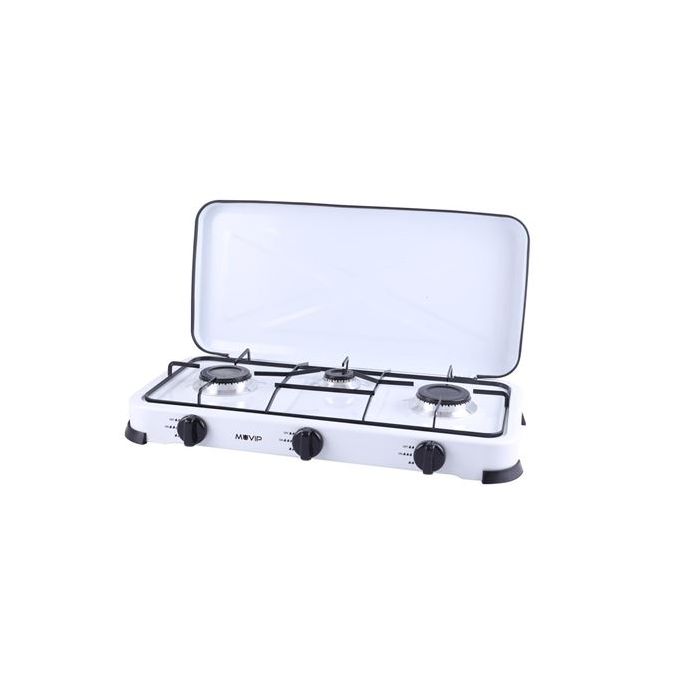 Muvip Cocina de Gas 3 Fuegos - Encendido Manual - Rejillas Extraibles - Tapa Protectora