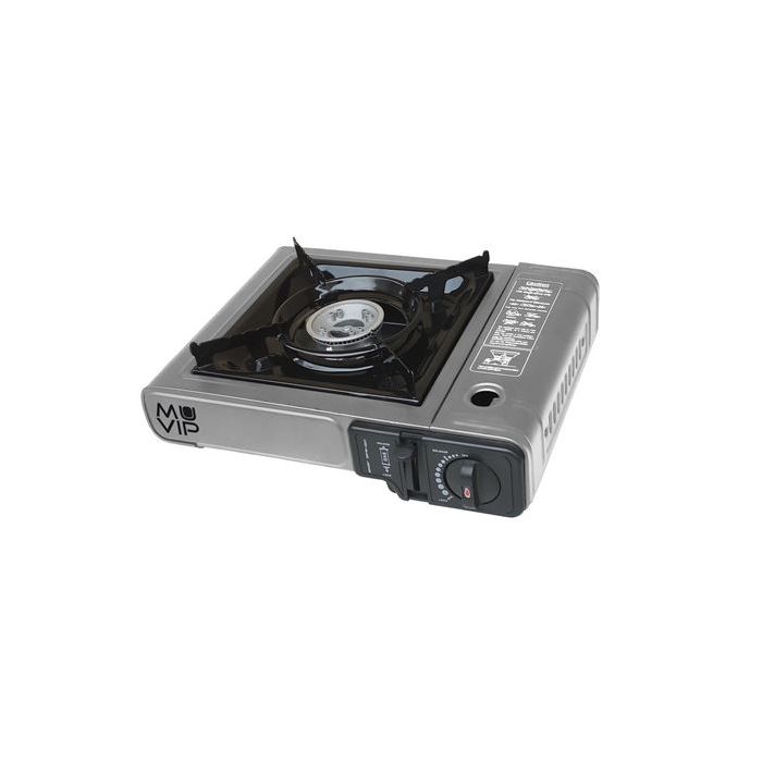 Muvip Cocina de Gas Portatil 1 Fuego - Encendido Automatico - Quemador de Aluminio - Valvula Doble Sellado - Maleta de Transporte