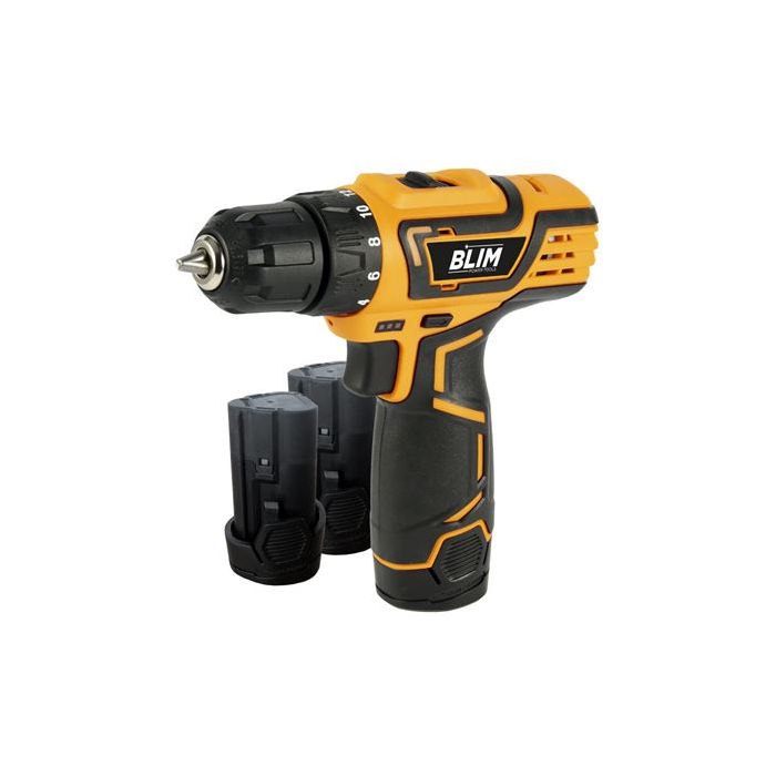 Blim Taladro a Bateria 12V 2Ah - 28Nm de Par Maximo - 2 Velocidades 0-400 y 0-1500rpm - Incluye 2 Baterias y Maletin de Transporte