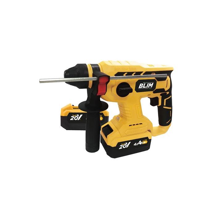 Blim Martillo Perforador a Bateria 20V 4Ah - Motor sin Escobillas - Energia de Impacto 2.2 Julios - Velocidad 0-1400rpm - Incluye 2 Baterias y Maletin de Transporte
