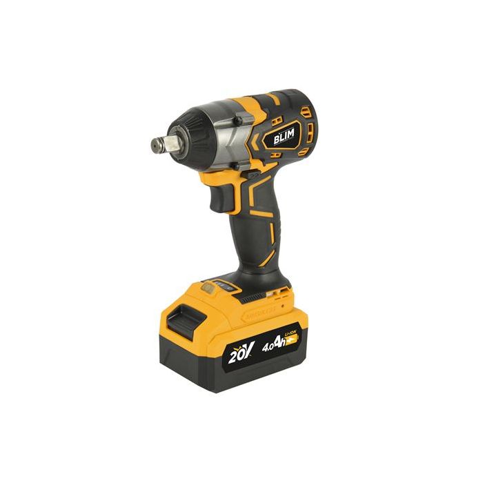 Blim Llave Impacto 20V 4Ah - Dado de Fijacion 1/2" - Par Maximo 420Nm - Velocidad: 0-1600, 0-1900, 0-2300rpm - Agarre Ergonomico - Incluye Bateria y Maletin de Transporte