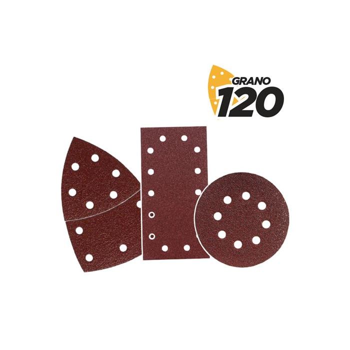 Blim Pack de 9 Lijas con Velcro para Lijadora BL0151 - Grano 120 - 3 Formatos