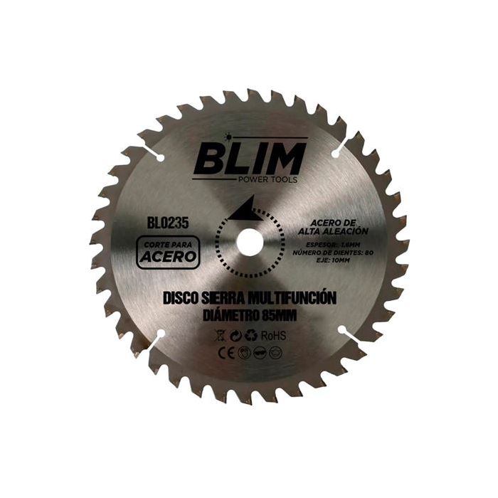 Blim Disco Corte de Acero para Sierra Multifuncion 85mm - 80 Dientes con Recubrimiento en Carburo de Tungsteno