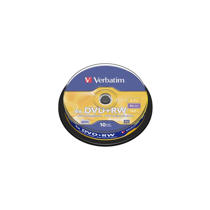 Verbatim DVD+RW Regrabable 4x 4.7GB (Tarrina 10 Uds)