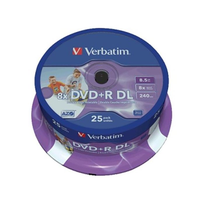 Verbatim DVD+R Doble Capa Printables 8x 8.5GB (Tarrina 25 Uds)