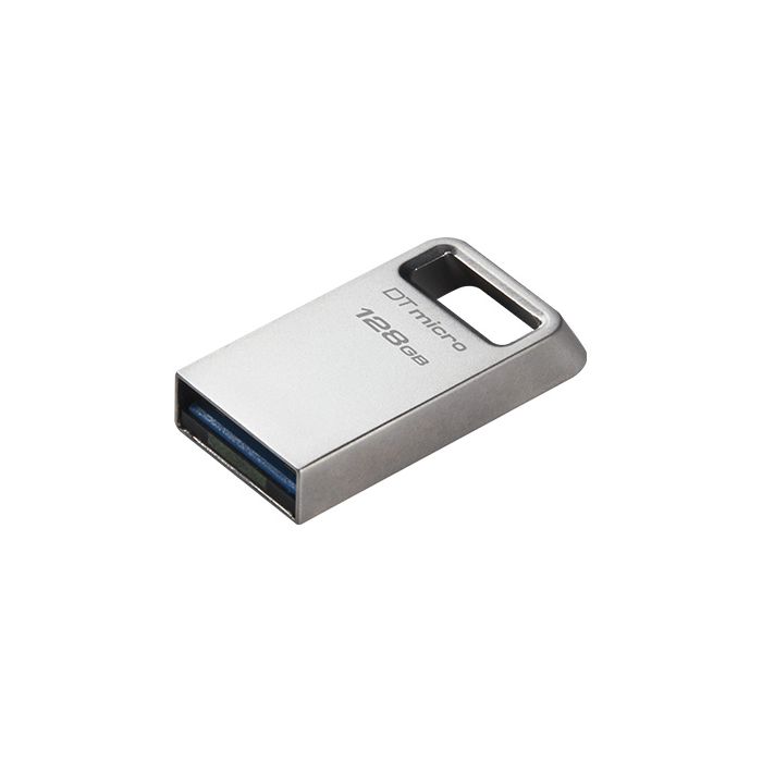 Kingston DataTraveler Micro Memoria USB 128GB - USB 3.2 Gen 1 - Ultracompacta y Ligera - Enganche para Llavero - Cuerpo Metalico (Pendrive)