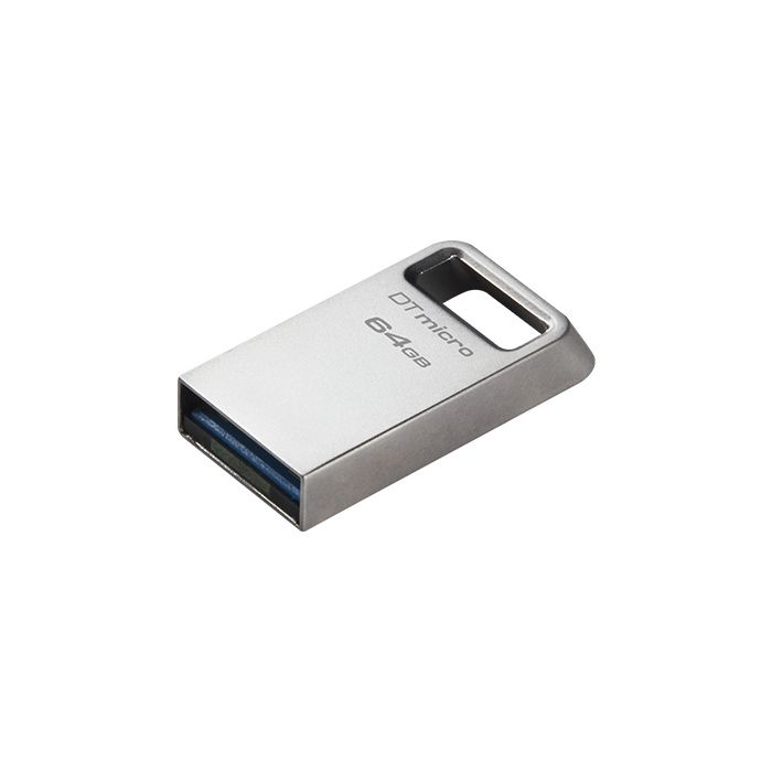 Kingston DataTraveler Micro Memoria USB 64GB - USB 3.2 Gen 1 - Ultracompacta y Ligera - Enganche para Llavero - Cuerpo Metalico (Pendrive)