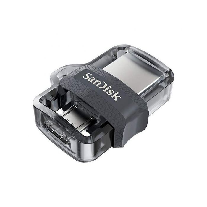 Sandisk Ultra Dual Drive m3.0 Memoria USB 3.0 y Micro USB 256GB - Hasta 150MB/s de Lectura - Color Transparente/Negro (Pendrive)