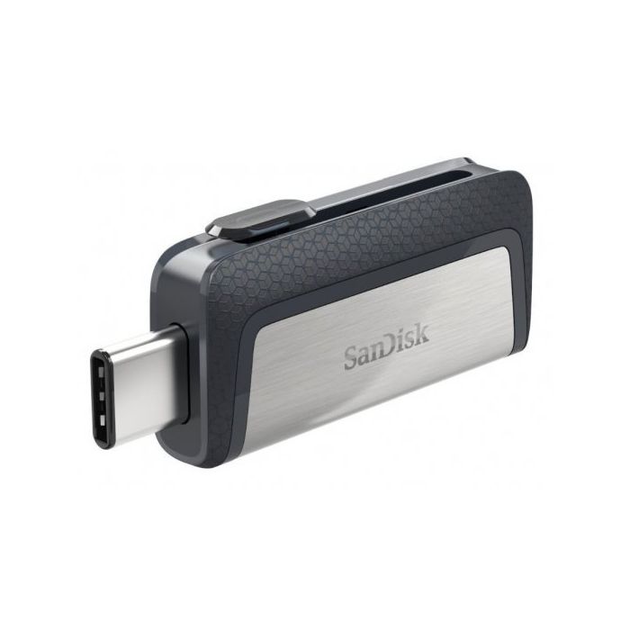 Sandisk Ultra Dual Memoria USB-C y USB-A 32GB - Hasta 150MB/s de Lectura - Diseño Metalico - Color Acero/Negro (Pendrive)