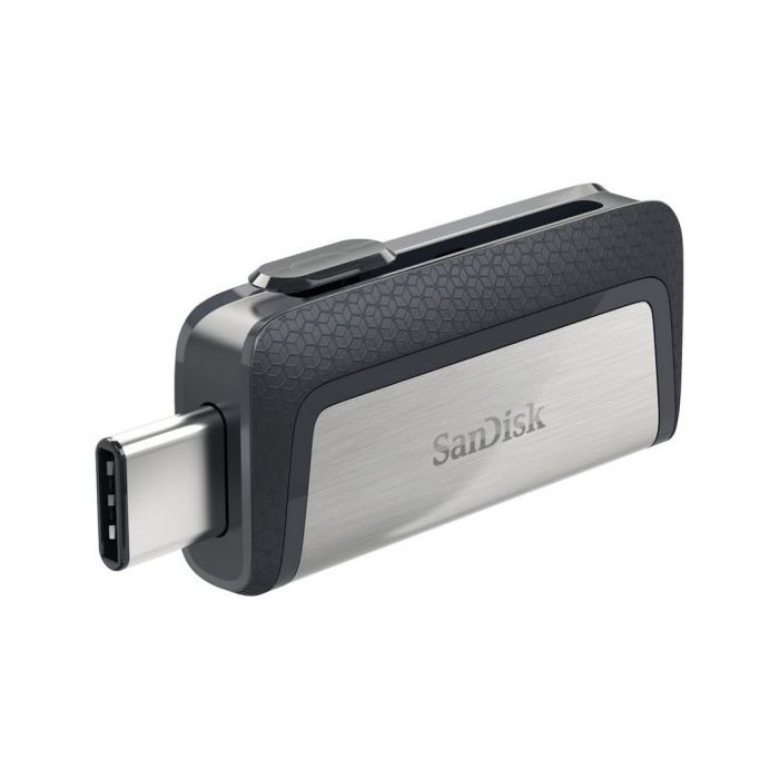 Sandisk Ultra Dual Memoria USB-C y USB-A 64GB - Hasta 150MB/s de Lectura - Diseño Metalico - Color Acero/Negro (Pendrive)