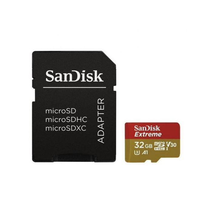 Sandisk Extreme Tarjeta Micro SDHC 32GB UHS-I U3 A1 Clase 10 90MB/s + Adaptador SD