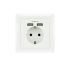 Nanocable Roseta Base de Enchufe de Pared Empotrable Tipo Schuko con 2 Tomas USB 2.4A - Color Blanco