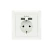 Nanocable Roseta Base de Enchufe de Pared Empotrable Tipo Schuko con 2 Tomas USB 2.4A - Color Blanco