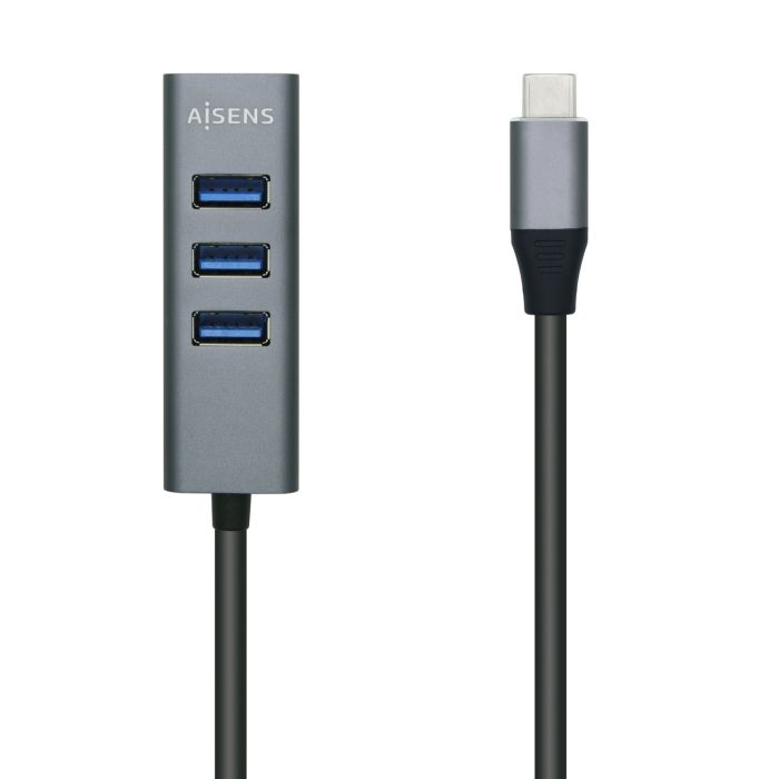 Aisens Hub USB 3.1 USB-C - USB-C Macho a 4xTipo A Hembra - 10cm - Color Gris