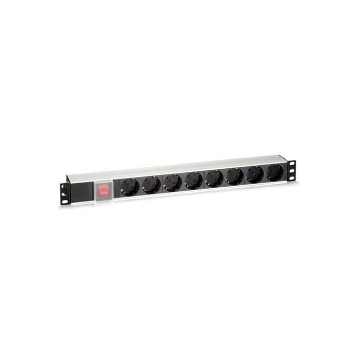 Cromad Regleta 8 Shuckos para Montaje en Rack 19" 1U - Interruptor On/Off - Carcasa de Aluminio - Cable de 1.80m