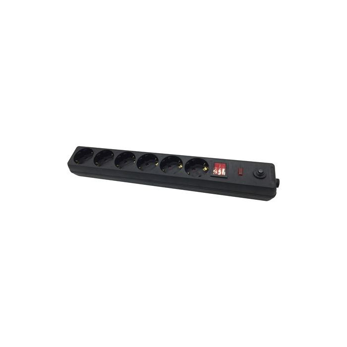 Elbat Regleta Alimentacion - 6 Tomas Schuko - Interruptor On/Off - Proteccion de Sobrecarga - Cable de 1.50m