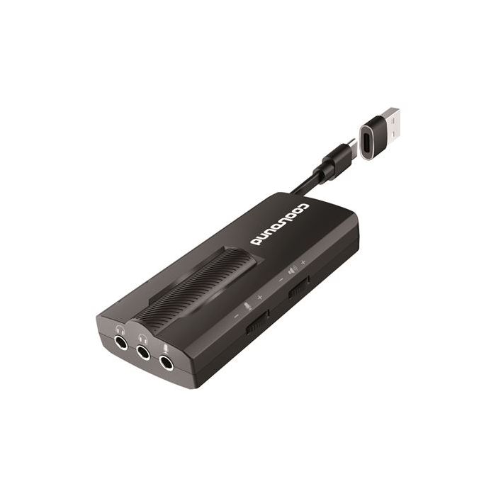 Coolsound Tarjeta de Sonido Externa 7.1 USB-C - Adaptador a USB-A - Entradas  Microfono, Auriculares 3.5mm 3 pin, Auricular + Microfono 3.5mm 4 pin