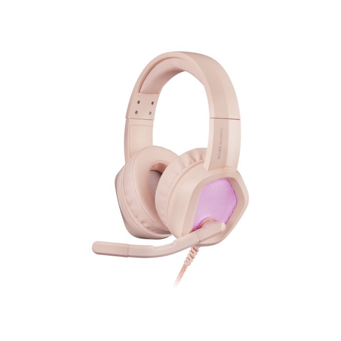 Mars Gaming MH320 Auriculares Gaming con Microfono Plegable - Iluminacion RGB - Diadema Ajustable - Almohadillas Acolchadas - Control en Cable - Cable Trenzado de 2m