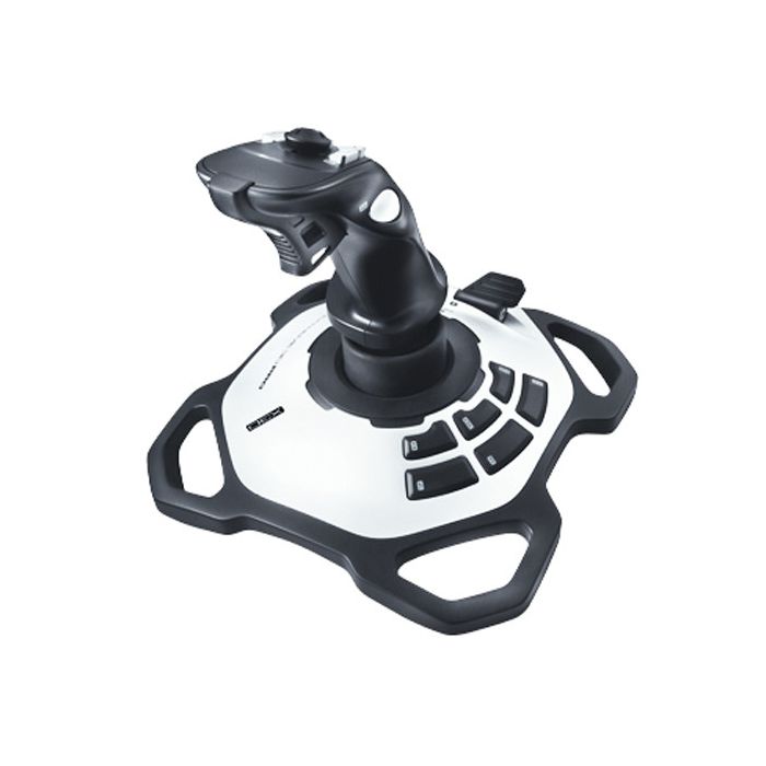 Logitech Extreme 3D Pro Joystick USB - 12 Botones Programables - Disparador Rapido - Ergonomico - Base Solida y Estable - Color Blanco/Negro