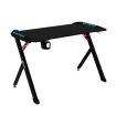 Muvip PRO1200 Mesa Gaming Fibra de Carbono con Luz RGB - Solida - Gran Superficie - Portavasos - Gancho para Auriculares - Medidas 120x60x75cm - Color Negro