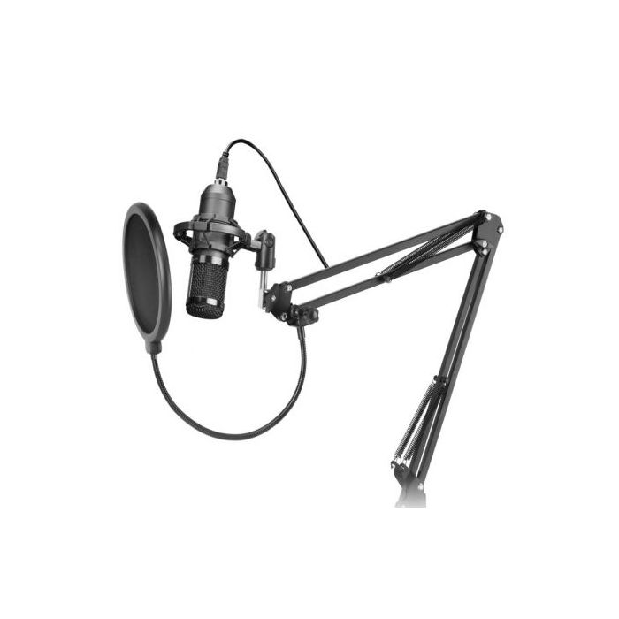 Mars Gaming MMICPRO Microfono USB Cardioide de Brazo Extensible para Streaming - Soporte Antivibraciones - Cable de 2.50m