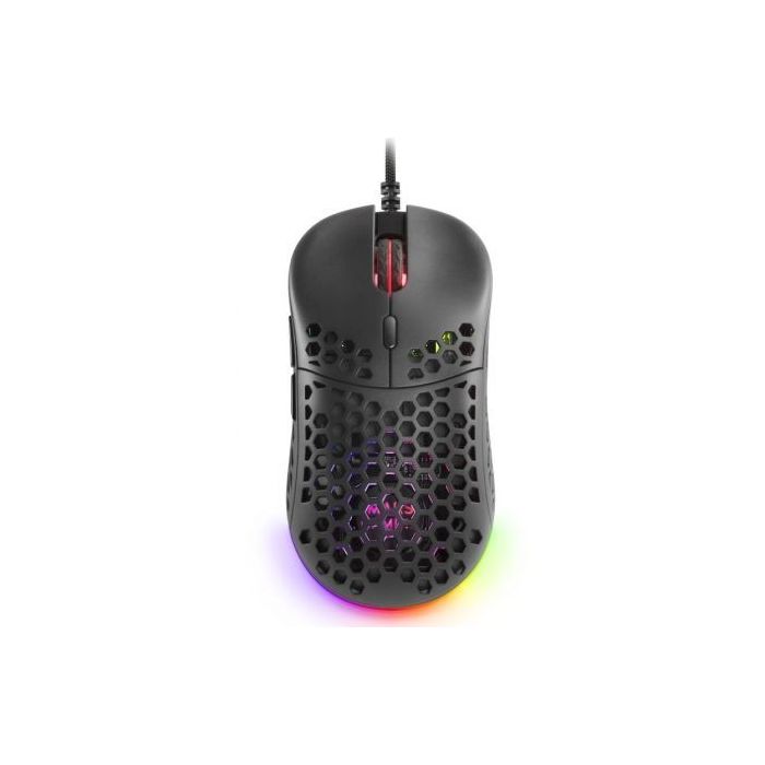 Mars Gaming MM55 Raton Gaming USB 12800dpi - Carcasa de Panel Perforado - 5 Botones - Iluminacion RGB Chroma - Uso Diestro - Cable de 1.70m