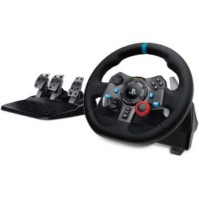 Logitech G29 Driving Force Juego de Volante y Pedales Compatible con PS3, PS4, PS5 y PC - Giro 900º - Efecto Force Feedback - Freno No Lineal - Volante de Aluminio, Cuero y Acero - Pedales Ajustables - Adaptable a Mesa y Soporte