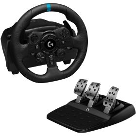 Logitech G923 Trueforce Juego de Volante y Pedales de Carreras Compatible con PS4, PS5 y PC - LEDS Indicador RPM - Giro 900º - Efecto Force Feedback con Trueforce - Freno Progresivo - Volante de Aluminio, Cuero y Acero - Pedales Ajustables