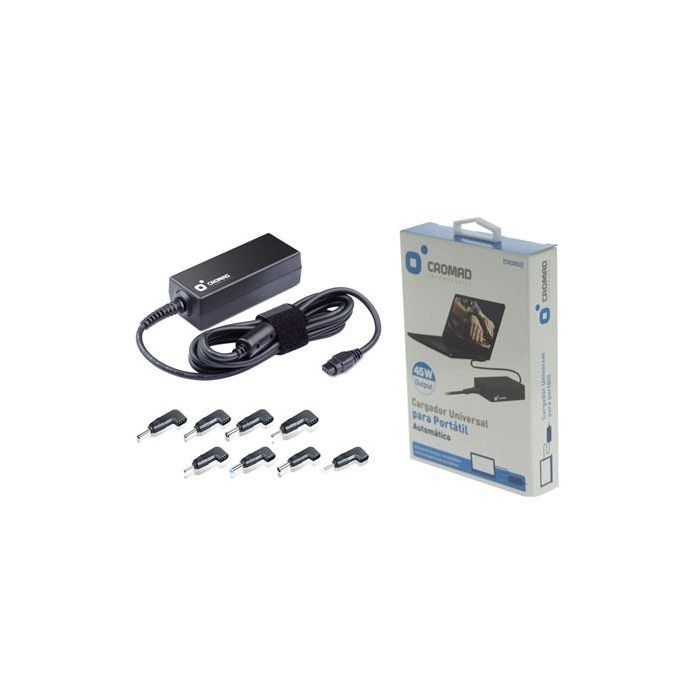 Cromad Cargador Universal Automatico para Portatil 45W - 8 Conectores Diferentes