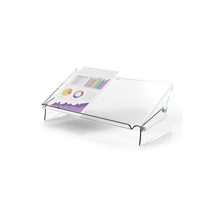 Fellowes Clarity Soporte y Atril de Documentos - Espacio Interior para Complementos - Formatos de Papel A4, A3 - Hasta 6kg - Color Transportes