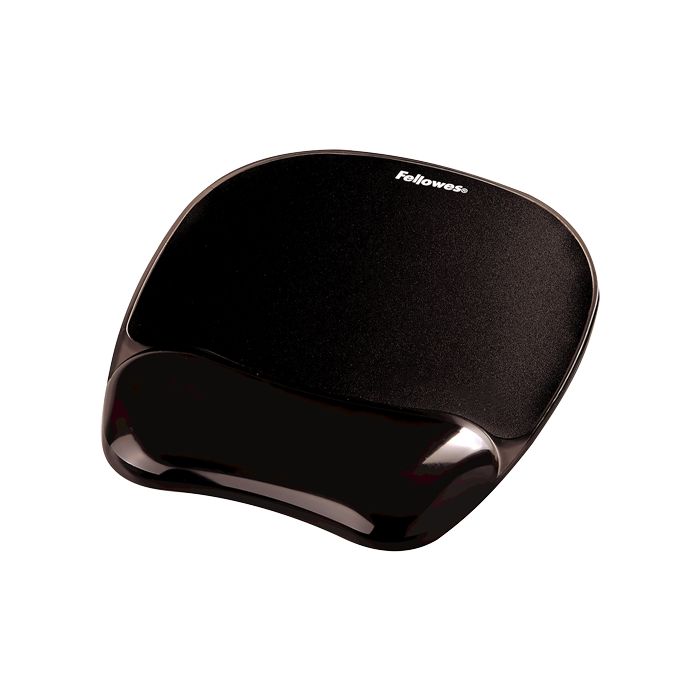 Fellowes Crystal Alfombrilla con Reposamuñecas de Gel - Resistente a las Manchas - 20x23cm - Color Negro