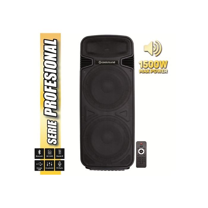 Coolsound Pro 500 Altavoz Autoamplificado Bluetooth 1500W 2x15" 450W RMS - USB, SD, Entrada Mic. Jack 6.3mm - Mando a Distancia