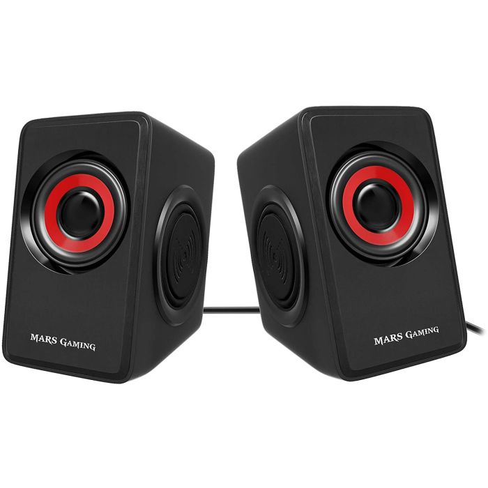 Mars Gaming MS1 Altavoces 2.0 10W USB, Jack 3.5mm - 6 Drivers de Sonido: 2 Activos y 4 Pasivos - Control de Volumen