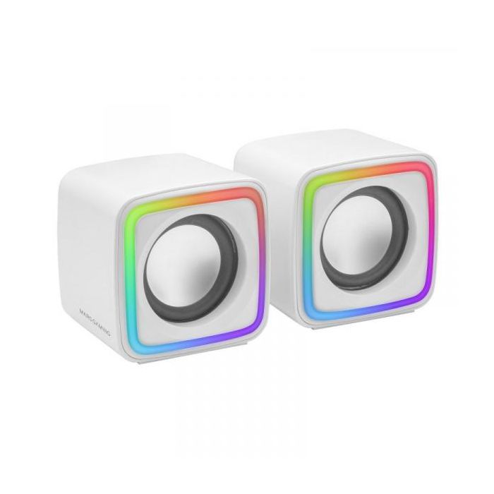 Mars Gaming MSCUBE Altavoces 8W - Iluminacion RGB - Sonido DSP - USB, Entrada Jack 3.5mm - Compactos y Ligeros
