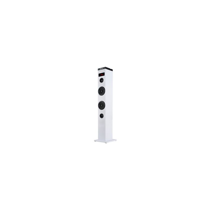 NGS Sky Charm Torre de Sonido Bluetooth 50W - Mando a Distancia - Pantalla LED - USB, Radio FM, Aux In y Entrada Optica TV - Carcasa de Madera - Color Blanco