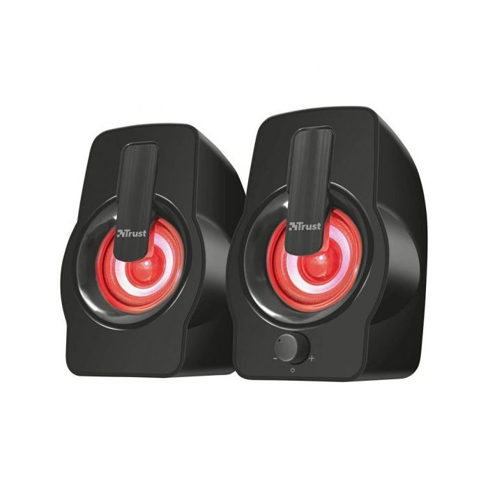 Trust Gemi Altavoces USB 2.0 12W - Iluminacion RGB - Control de Volumen - Cable de 1.40m - Color Negro