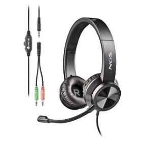 NGS MSX 11 Pro Auriculares con Microfono Flexible - Diadema Ajustable - Almohadillas Acolchadas - Control en Cable - Cable de 1.80m