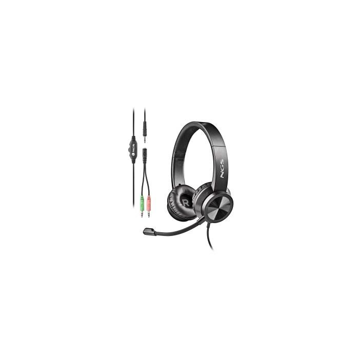 NGS MSX 11 Pro Auriculares con Microfono Flexible - Diadema Ajustable - Almohadillas Acolchadas - Control en Cable - Cable de 1.80m