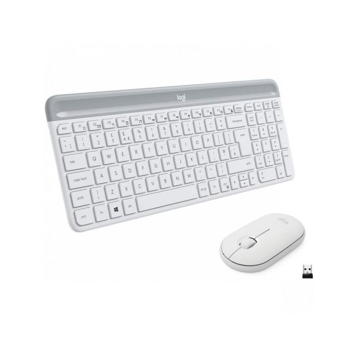 Logitech MK470 Slim Pack Inalambrico USB Teclado 12 Teclas FN + Raton 1000dpi 3 Botones - Ultafinos - Silenciosos - Uso Ambidiestro - Color Blanco