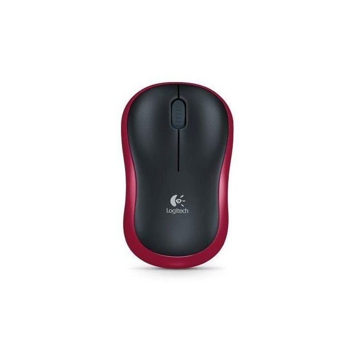 Logitech M185 Raton Inalambrico 1000dpi - 3 Botones - Uso Ambidiestro - Color Negro/Rojo