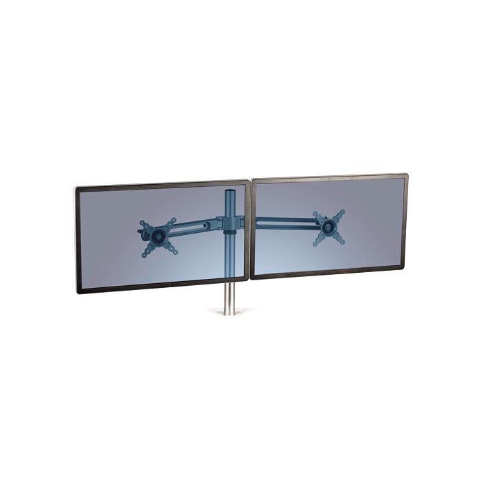Fellowes Accesorio Brazo Doble para Estación de Trabajo Lotus - Ajustable en Altura - Hasta 26 Pulgadas y 5.8kg - Color Plata