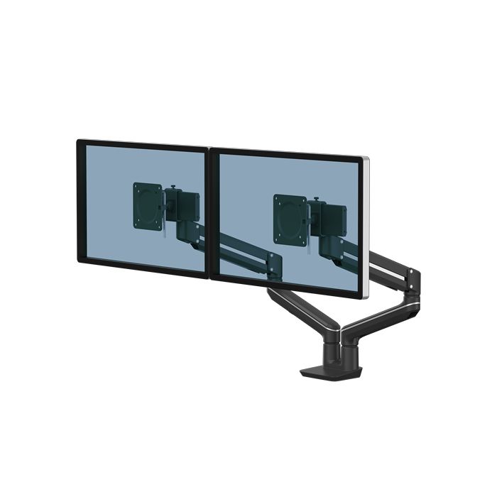 Fellowes Tallo Brazo para Monitor Doble - Brazo giratorio de 270º - Sistema con Muelle de Gas - Hasta 9kg - Color Negro