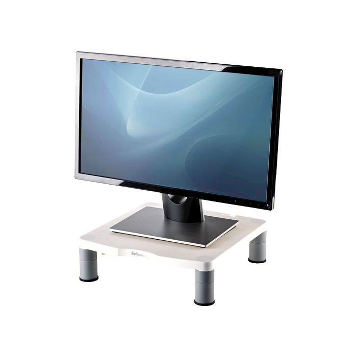 Fellowes Soporte Estandar para Monitor - Ajustable en 3 Alturas - Pies Antideslizantes - Hasta 27kg - Color Gris
