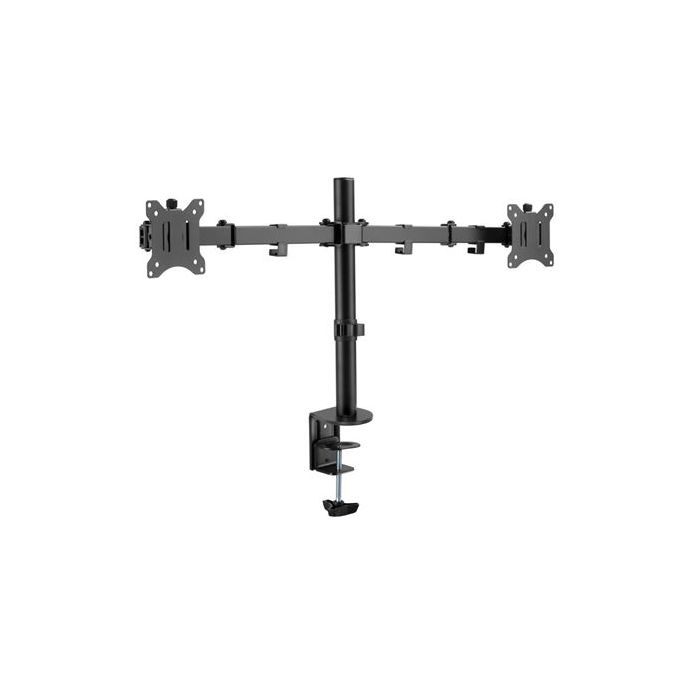 Cromad Soporte de Mesa con Brazos Articulados para 2 Monitores de 13"-32" - Giratorio, Inclinable y Extensible - Gestion de Cables - Peso Max. Total 16kg - VESA 100x100mm