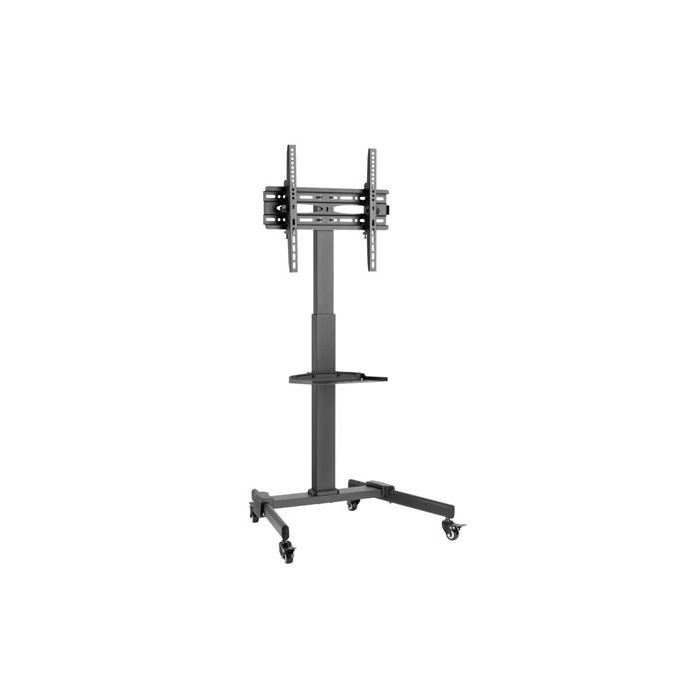 Cromad Soporte de Suelo con Ruedas para TV 32"-55" - Bloqueo de Ruedas - Ajustable en Altura - Bandeja Multiusos - Peso Max 35Kg - VESA 400X400mm