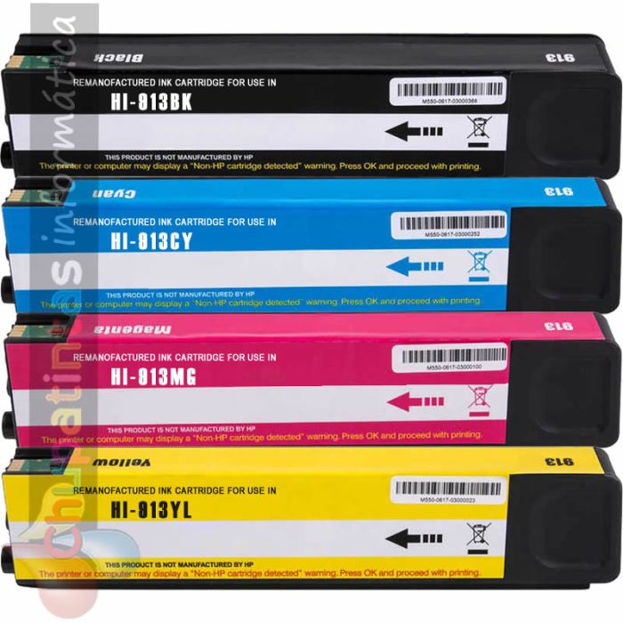HP 913A Pack de 4 Cartuchos de Tinta Genéricos