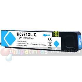 HP 971XL Cian Cartucho de Tinta Pigmentada Genérico - Reemplaza CN626AE/CN622AE